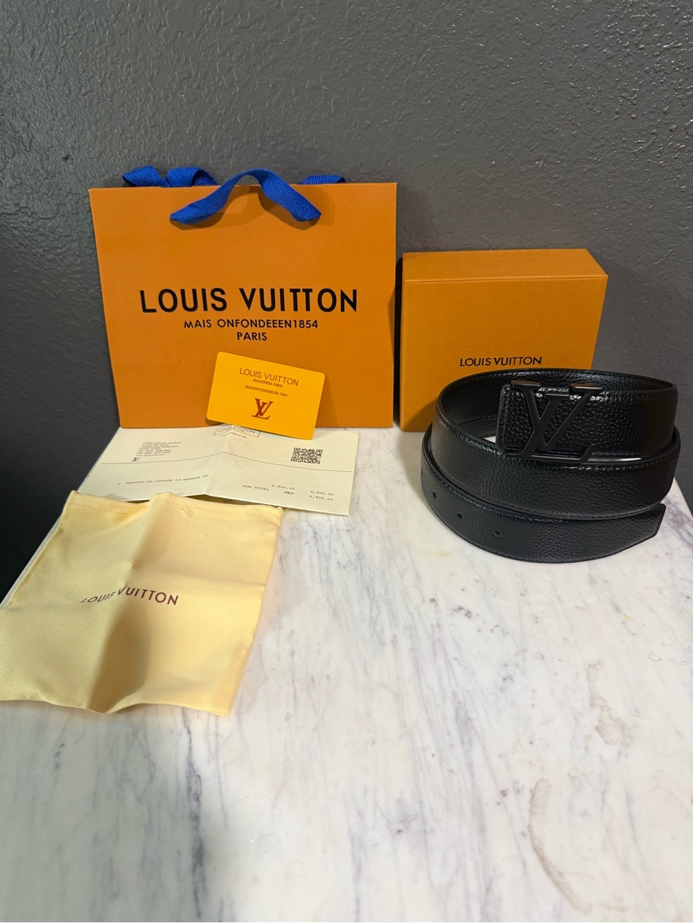 Black & Black Buckled LV Belt